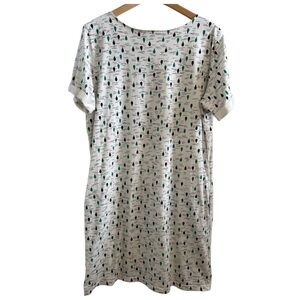 People Tree | Organic Cotton T-Shirt Dress | Cream Abstract Print | 16